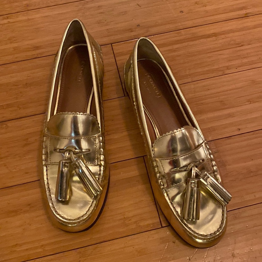 Gold Coach loafers